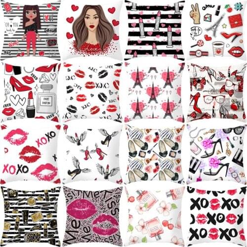 Cartoon Lips Series Decorative Pillow Cushion Covers Pillowcase Cushions for Sofa Polyester Pillowcover Decorative
