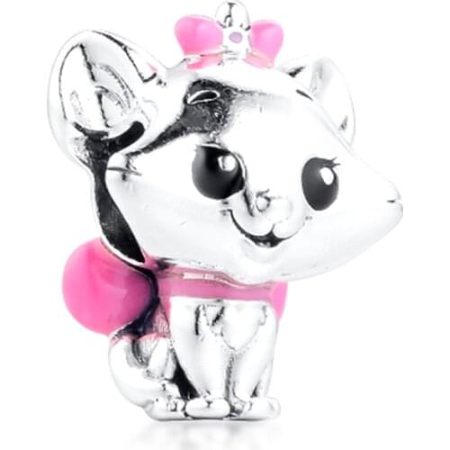 QANDOCCI Fits For Bracelets Necklaces The Aristocats Marie Beads 100% 925 Sterling-Silver-Jewelry Charms Free Shipping