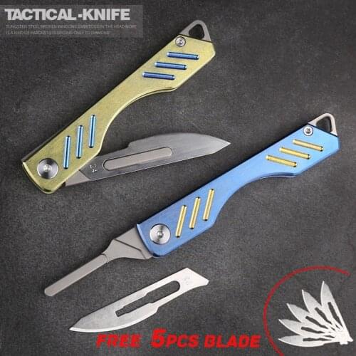 Mini Titanium Alloy Folding Knife Emergency Key Medical Utility Knives EDC Open Box Survival self-help Outdoor Portable Surgical