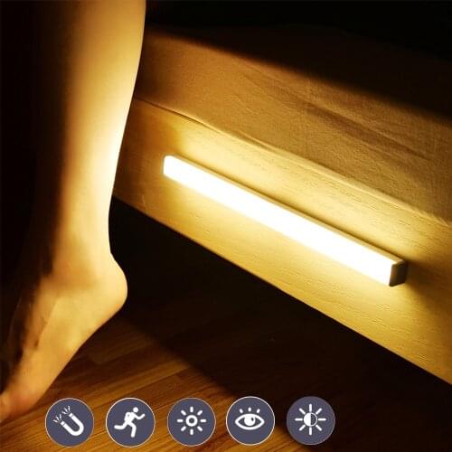 3 Modes PIR Motion Sensor LED Tube Night Emergency Light Auto ON/OFF USB Rechargeable Portable Lamps for Camping Kitchen Closet