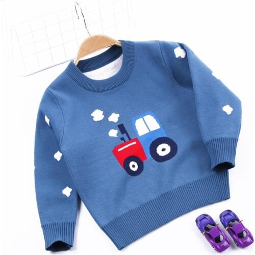 2-8T Toddler Kid Baby Boy Sweater Autumn Winter Warm Clothes Car Cartoon Cute Knitted Pullover Top Lovely Infant Clothing