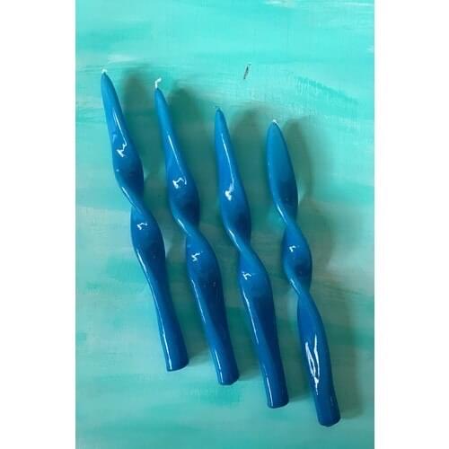 Mysterious Home 4 Pcs Set Blue Twist Knot Candlestick Candle