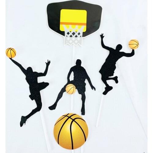 5pcs New Theme Basketball Cupcake Topper Gold Happy Birthday Cake Topper For Boys Birthday Party Cake Decorations Baby Shower