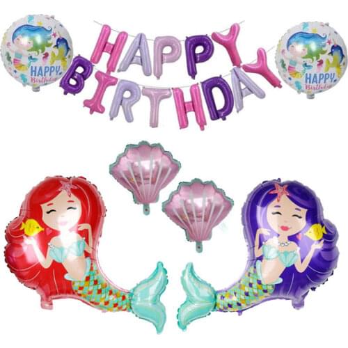 Mermaid Party Supplies 7 PCS Mermaid Birthday Balloons Decor Pack,Under The Sea Party Decor Kit for Girls Women Baby Shower