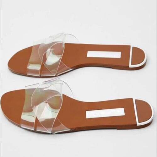 Zar a Woman 2021 Flat Shoes Spring Summer New Sexy Pearl Fashion Square Toe Flat-Heeled Beach Sandals For Women Plus Size 35-40