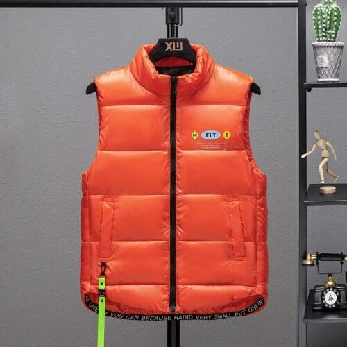 2021 New ZA Winter Men Vest Sleeveless Parka Waterproof Stand Collar Thick Comfortable Waistcoat Solid Color Size 5XL 6XL