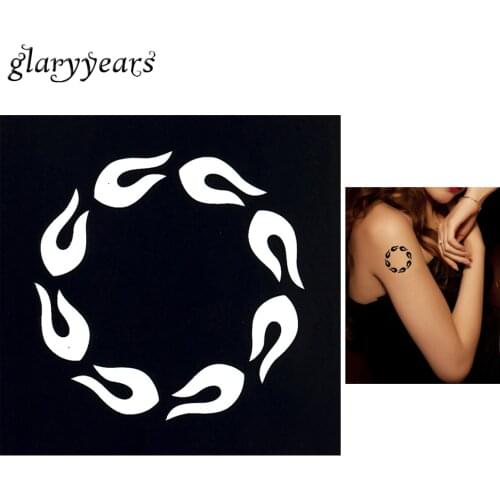 1pc Henna Stencil Fire Ring Picture Sexy Women Body Art Tattoo Template Product Design DIY Drawing Glitter Paint Beach Party G67