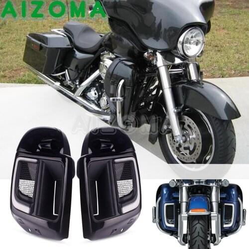 2PCS LED Light Fairing Lower Grills + Lower Leg Warmer Vented Fairing For Harley 2014-later air-cooled Touring and Trike models