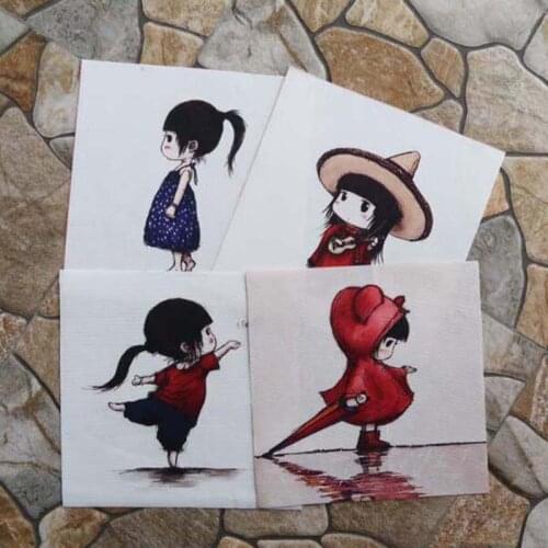 4pcs/lot 20*20cm Digital Printed Cloth 100% Cotton Canvas Handmade Diy Patch Fabric Free Shipping Girl Design