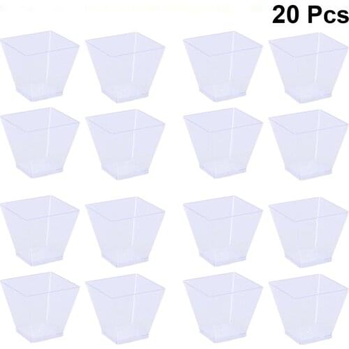 20pcs 60ml Disposable Mousse Cup Thickened Transparent Container Trapezoidal Cup for Jelly Yogurt Dessert