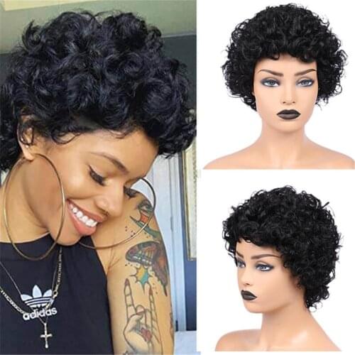 Human hair afro curly wig