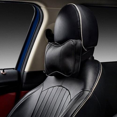 Car Leather Headrest Pillow Neck Care Protection For Mini Cooper S JCW R55 R56 F55 F60 Smart 451 453 Universal Car Accessories