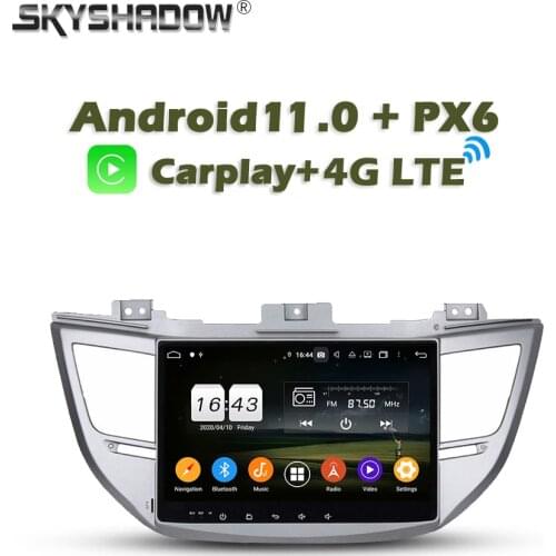 Wireless Carplay PX6 Android 10.0 4GB + 64GB Car DVD Player GPS RDS Radio wifi Bluetooth For Hyundai IX35 TUCSON 2015 2016 2017