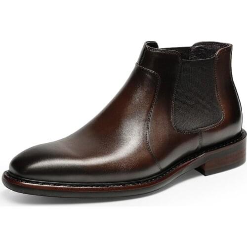 Autumn Handmade Goodyear Welted Chelsea Leather Outsole Boot Real Genuine Leather Men Official Shoes Black Dress botas 2020