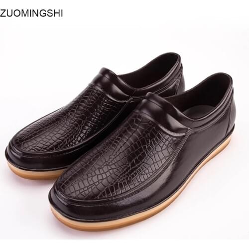 Mens Rain Boots Black Chef Boots for Male Slip-on PVC Kitchener Waterproof Ankle Boots Rainy Day Men Shoes Rainboot Wash Car
