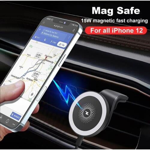 15W Fast Magnetic Wireless Car Charger Mount Stand for IPhone 12 Mini 12 Pro Max for Magsafe Wireless Charger Car Phone Holder