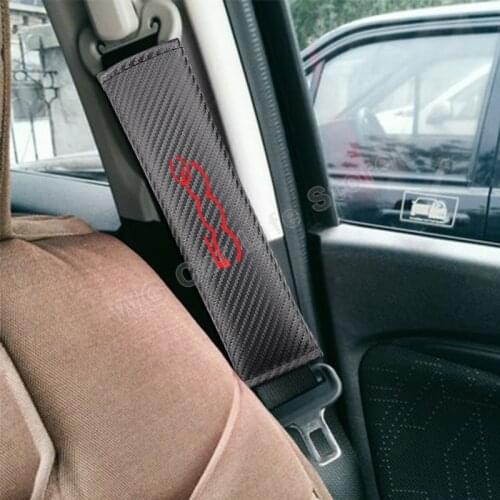 Car Safety Belt Cover For Fiat 500C Carbon Fiber Seat Belt Shoulder Cushion Auto Seatbelt Strap Pad Interior Car Accessories
