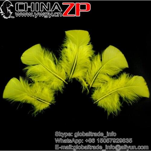 CHINAZP Factory 1000pcs/lot Retail and Wholesale Best Quality Dyed Yellow Turkey Flat T-Base Plumage Feathers