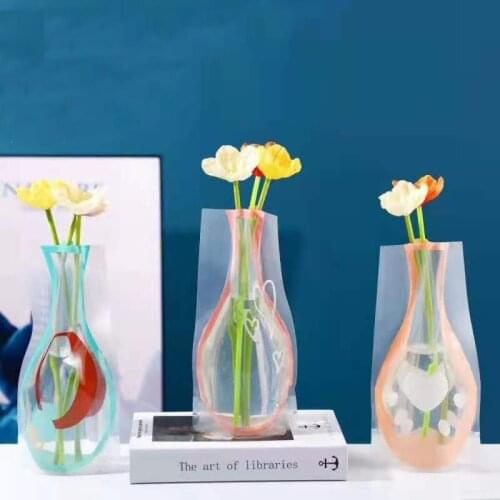 Nordic Flower vases décoration home folding plastic decoraciones para habitac easy to carry transparent simple pendant jarron