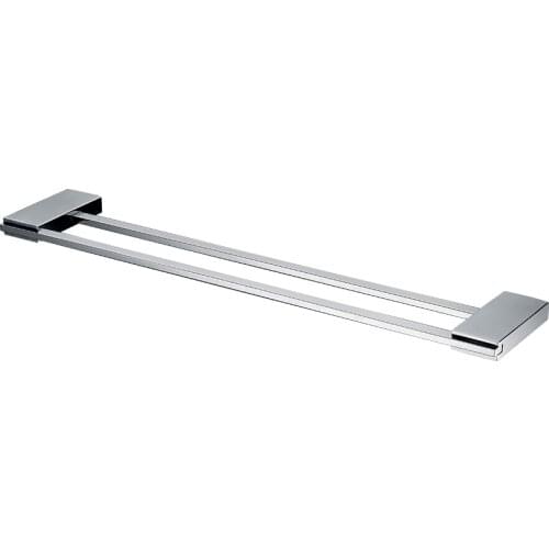 Mirror Polished SUS 304 Stainless Steel Double Towel Bar Square Towel Rack Wall Mounted Towel Holder Bathroom Accessories