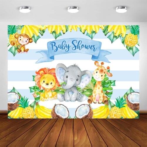 Summer Woodland Animal Theme Photography Backdrop Baby Shower Party Decoration Cartoon Animals Jungle Background Photo Booth