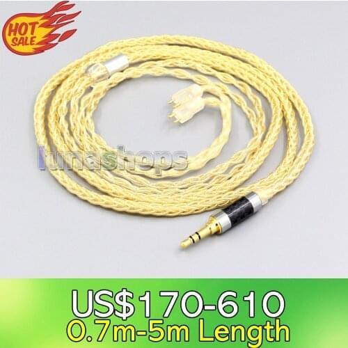 LN006497 8 Cores 99.99% Pure Silver + Gold Plated Earphone Cable For Fitear To Go! 334 private c435 mh334 Jaben 111(F111) MH333