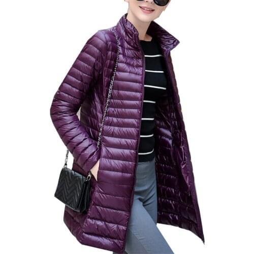 Gowyimmes Fashion Autumn Women Light Thin Down Jackets Big Size Slim Lady Midi-Long 90% White Duck Down Coats Winter Jacket 541