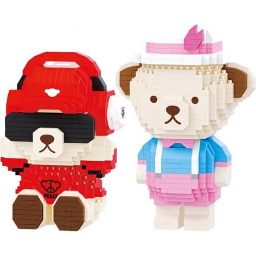 Cartoon animal fashion teddy micro diamond block bear building bricks nanobricks educational toys collection for kids gifts