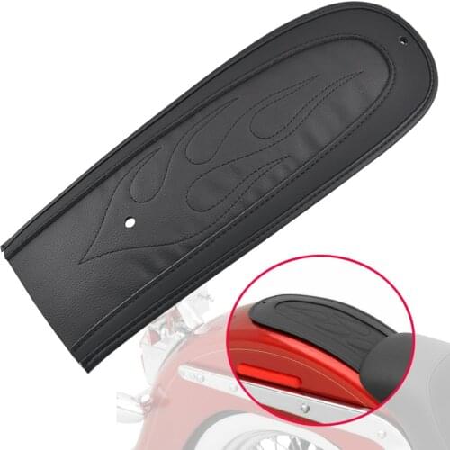 Motorcycle Black Rear Fender Bib Pad Trim Flame Stitch Leather Fits For Harley Dyna Fat Bob Street Bob Super Glide Custom