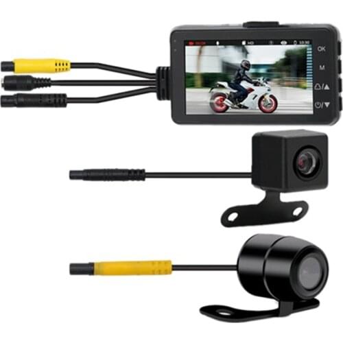 NewFHD 1080P Waterproof Camera 3inch Motorcycle DVR Front Rear Dual Camera Driving Video Recorder Dash Cam Moto Bike HD