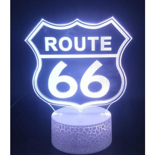 Atmoshere Night Light 3d Acrylic LED Lamp America Route 66 Home Decorative Nightlight Gift