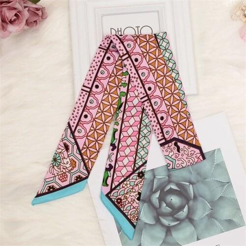 New Handbag Scarf Fashion Beach Shawls Scarves Women Slim Skinny Tied Bag Handle Ribbon Ladies Bandana Neck Scarf Headband BS40