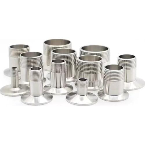 1/4" 1/2” 3/4” 1” 1-1/4” 11/2“ 2" SS 304 Stainless Steel Sanitary Male Threaded Ferrule Pipe Fitting Tri clamp Adapter DN15-50