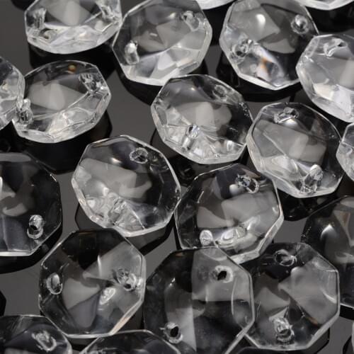 50Pcs/Set Clear Crystal Glass Prisms Octagonal Beads Pendant Lighting Decorative For DIY Crystal Light Fittings 14mm