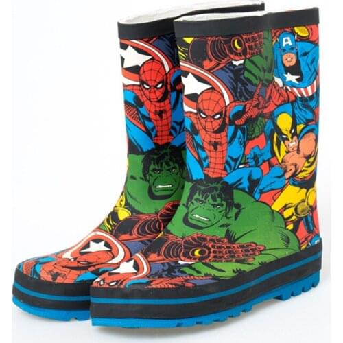 2019 new Disney childrens spide-rman hulk US team super hero league boy rubber rain boots water shoes non-slip
