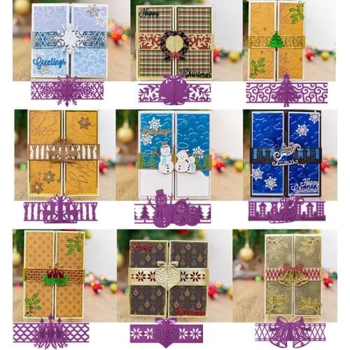 Christmas Tree Snowflake Bell Card Belt Cover Metal Cutting Dies for Scrapbooking DIY Paper Card Making Wrap Die Embossing Craft