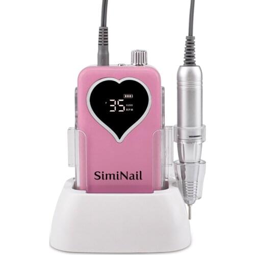 Heart Desktop Cordless Base Electric Nail Drill Machine 35000rpm Drill Set for Manicure Pedicure Rechargeable Battery Wireless