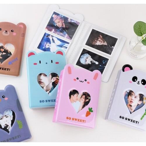 Cute 64 Capacity INS Photo Album for Hold 3-inch Photo Card Kawaii Animal Mini Heart for Stray Kids ATEEZ Bangtan Boys Photocard