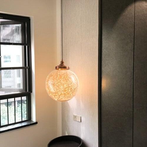 Modern Nordic Led Glass Ball Lampshade Pendant Lamp Chandeliers for Living Room Kitchen Bedroom Home Decoration Light Fixtures