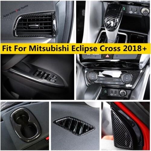 Yimaautotrims Carbon Fiber Look Interior Refit Kit Air AC Panel / Pillar A Cover Trim For Mitsubishi Eclipse Cross 2018 - 2021