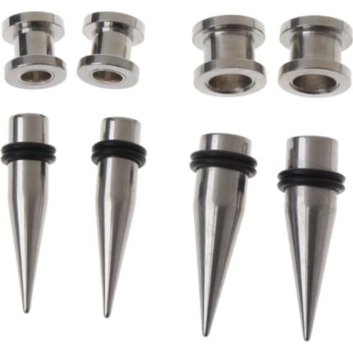 2 Pairs 1g 7mm and 9mm 316L Stainless Steel Ear Eyelets Tapers and Tunnels Ear Studs Stretching Tools Kit Body Jewelry