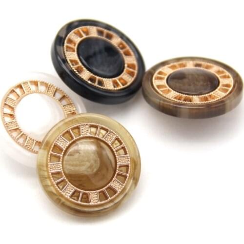 25mm Vintage Horn Pattern Gold Metal Sewing Buttons For Clothing Coat Windbreaker Decorative DIY Crafts Accessories Wholesale