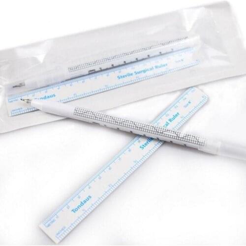 Royun 5 Pcs/Lot Waterproof Surgical Eyebrow Skin Marker Pen Permanent Makeup Tattoo Sterile Surgical Cosmetic Body Ruler