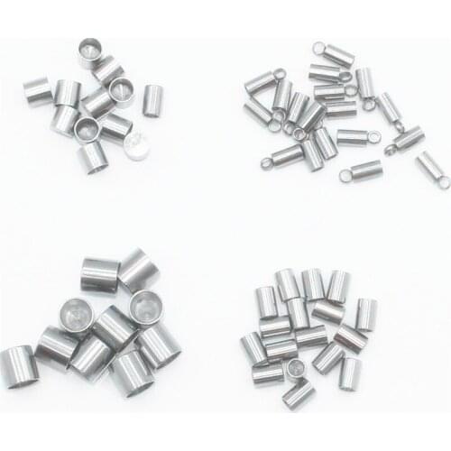 20pcs 1.5/2/3/4/6/8mm Stainless Steel End Caps Leather Cord End Clasps For Round Leather Cord Connector DIY Jewelry findings