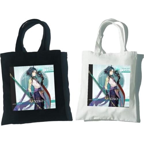 Anime Genshin Impact Xiao Canvas Bag Harajuku Gothic Style Shopper Large Capacity Women Bag Classic Shoulder Bag Vintage Handbag