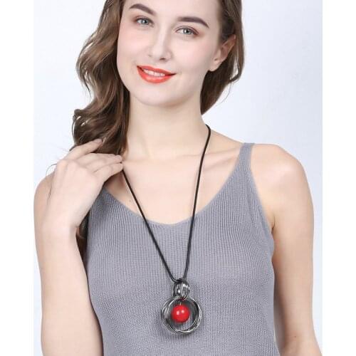 POXAM New Red White Colour Metal Pendant Necklaces For Women Punk Rope Chain Choker Necklaces 2020 Fashion Jewelry Party Gifts