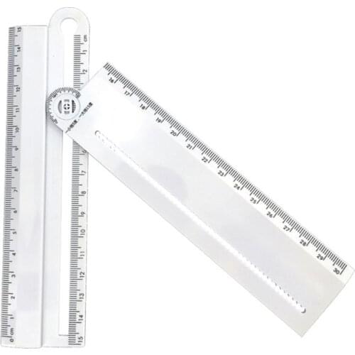 2021 New 1pcs Simple Style 30cm Transparent Rectangle Ruler Protractor Student Stationery Drawing Tool Supplies