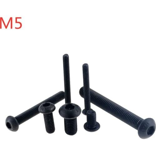 10PCS M5x6 8 10 12 14 16 18 20 22 25 30 35 40 Grade10.9 Button Head Screw ISO7380 Hex Socket Round Button Head Screws M5*6 M5*8
