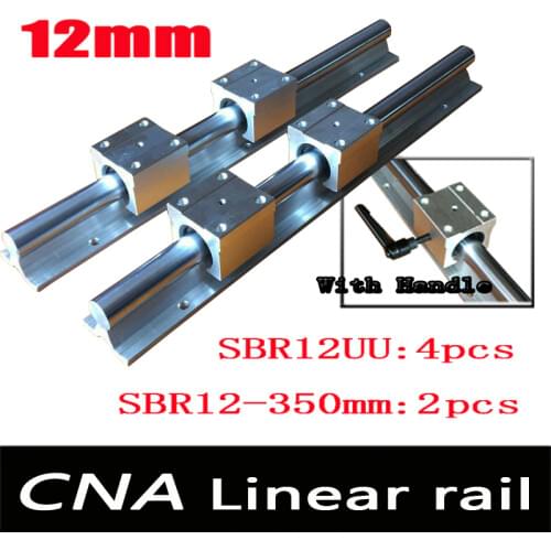 12mm linear rail SBR12 L 350mm support rails 2 pcs + 4 pcs SBR12UU blocks for CNC for 12mm linear shaft support rails