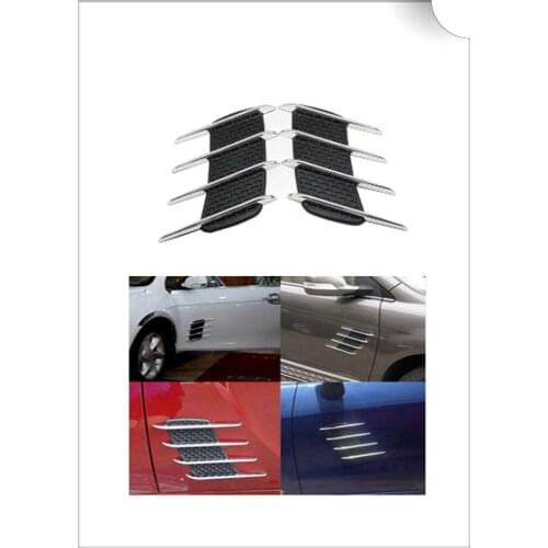 2Pcs Cool Chrome Shark Gills 3D Car Stickers Side Vent Air Flow Sticker for Fiat 500X Argo 500L 124 Tipo Qubo Panda Mobi